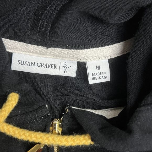 Susan Graver Floral  Zip Front Hooded Jacket Medium - Picture 4 of 8